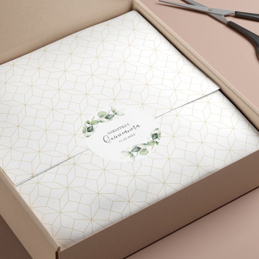 Sticker Rond 15e anniversaire Eucalyptus Verdure Quinceanera