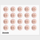Sticker Rond 15e anniversaire quinceanera blush rose parties sc (Feuille)