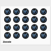 Sticker Rond 16 ans | Aquarelle bleue et Faux Parties scintilla (Feuille)