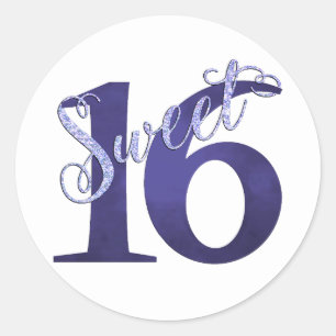 Sticker Rond 16 ans   Violet violet Faux Parties scintillant An