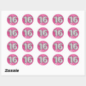 Sticker Rond 16 Ballons à huile d'argent Rose brillant Parties  (Feuille)