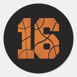 Sticker Rond 16e anniversaire Basketball Garçons Enfants