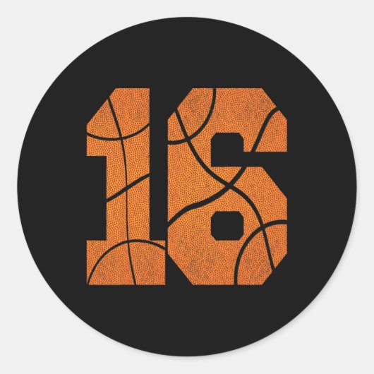 Sticker Rond 16e anniversaire Basketball Garçons Enfants (Devant)