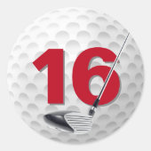 Sticker Rond 16e anniversaire Golf Ball Design (Devant)