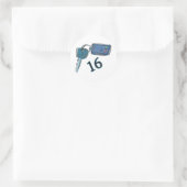Sticker Rond 16e anniversaire Keys cadeaux (Sac)