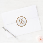 Sticker Rond 16e anniversaire Marbre blanc Gold (Enveloppe)