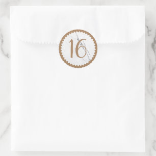 Sticker Rond 16e anniversaire Marbre blanc Gold