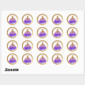 Sticker Rond 16e anniversaire Purple Gold Parties scintillant r (Feuille)