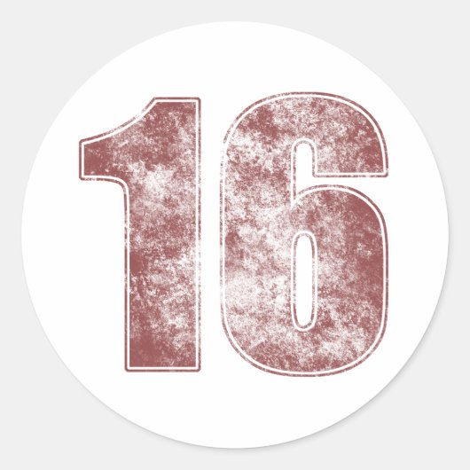 Sticker Rond 16e anniversaire Red Grunge (Devant)