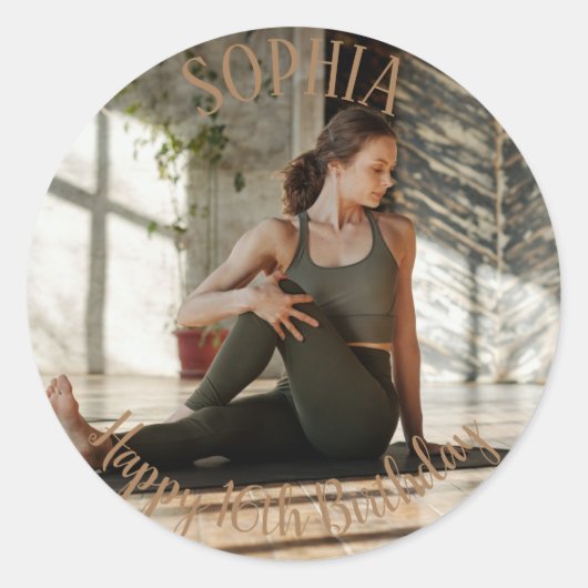 Sticker Rond 16e anniversaire sac de fête personnalisé Classic  (Devant)