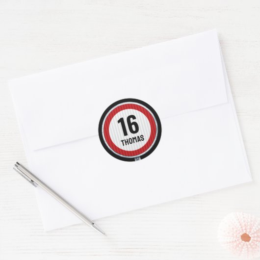Sticker Rond 16th Birthday Speed (Enveloppe)