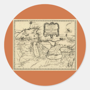 Sticker Rond 1755 Great Lakes et nouvelle carte de la France/du