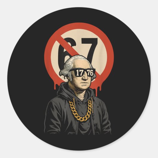 Sticker Rond 1776 Plus de 67 mèmes drôles George Washington Dri (Devant)