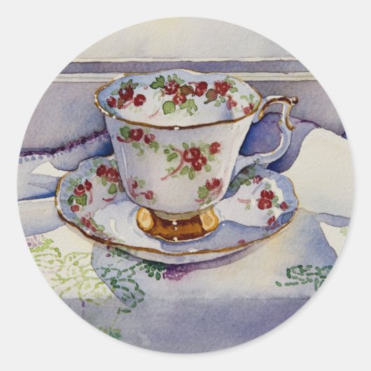 Sticker Rond 1799 Teacup on Linen (Devant)