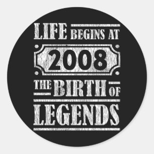 Sticker Rond 17 Ans 2008 Légende de naissance 17e anniversaire