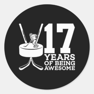 STICKER ROND 17 ANS D'ÊTRE UN HOCKEY GLACE INCROYABLE 17E ANNIV