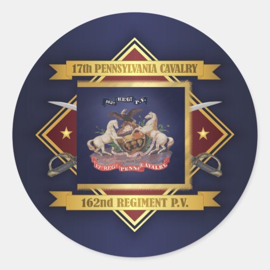 Sticker Rond 17e Cavalerie de Pennsylvanie (Devant)