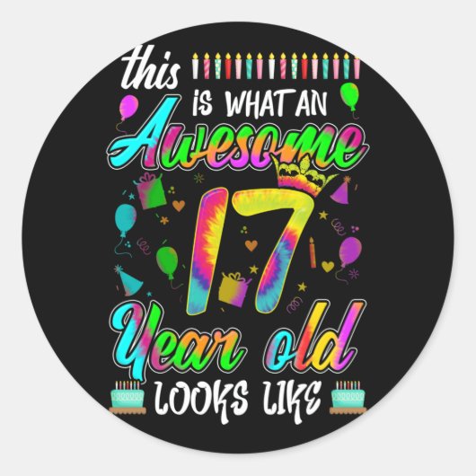 Sticker Rond 17ème anniversaire Awesome 17 ans il semble (Devant)