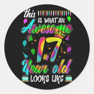 Sticker Rond 17ème anniversaire Awesome 17 ans il semble