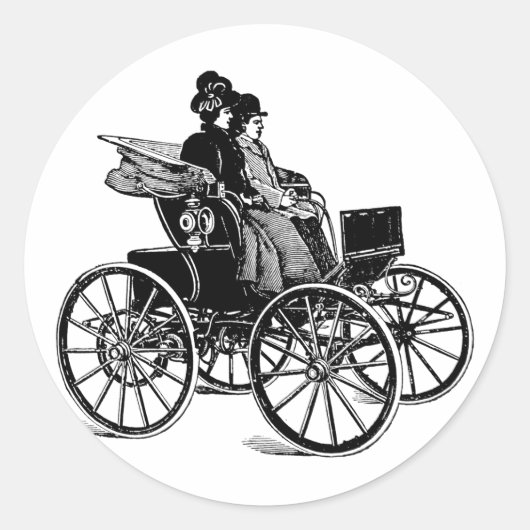 Sticker Rond 1800 Victorienne femme Carriage Wagon Art (Devant)