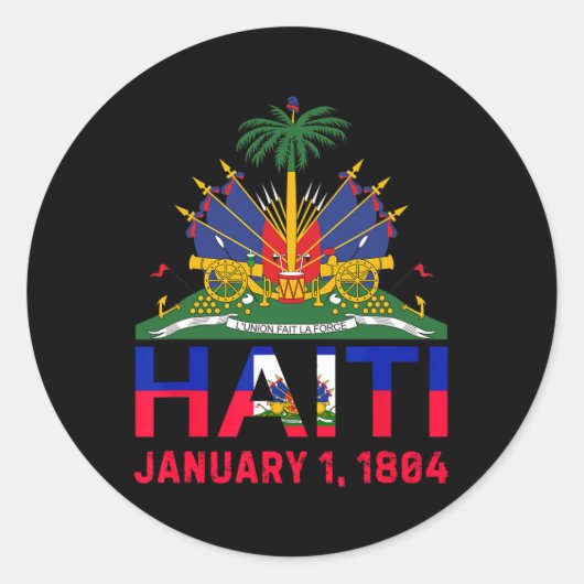 Sticker Rond 1804 Haïti Island Cute Haïti Date De L'Indépendanc (Devant)