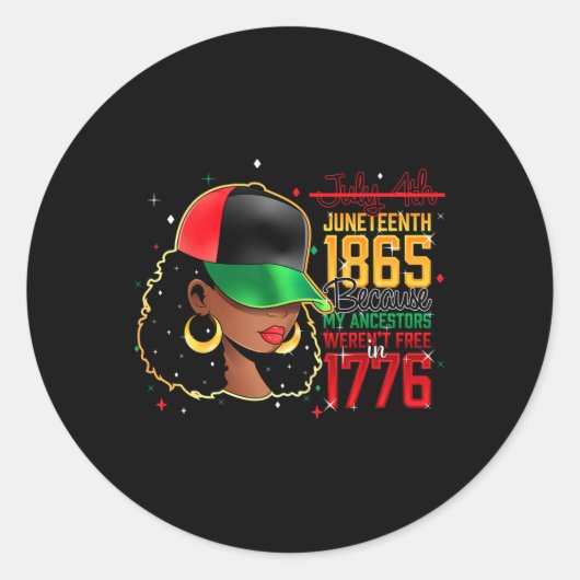 Sticker Rond 1865 parce que mes ancêtres n'étaient pas libres (Devant)