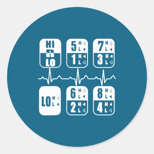 Sticker Rond 18 Speeds Shift Trucker Heartbeat Funny Truck  (Devant)