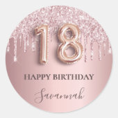 Sticker Rond 18e anniversaire blush rose parties scintillant dr (Devant)