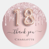 Sticker Rond 18e anniversaire blush rose parties scintillant no (Devant)