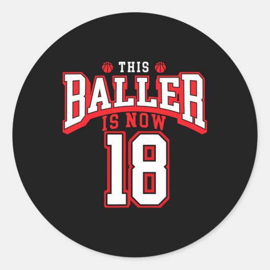 Sticker Rond 18e anniversaire de basketball Lover 18 ans Annive (Devant)