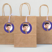 Sticker Rond 18e anniversaire de fête bkue or photo