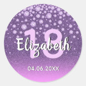 Sticker Rond 18e anniversaire diamants parties scintillant rose (Devant)