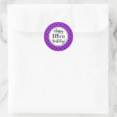 Sticker Rond 18e anniversaire Dots noirs blancs violets (Sac)