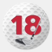 Sticker Rond 18e anniversaire Golf Ball Design (Devant)