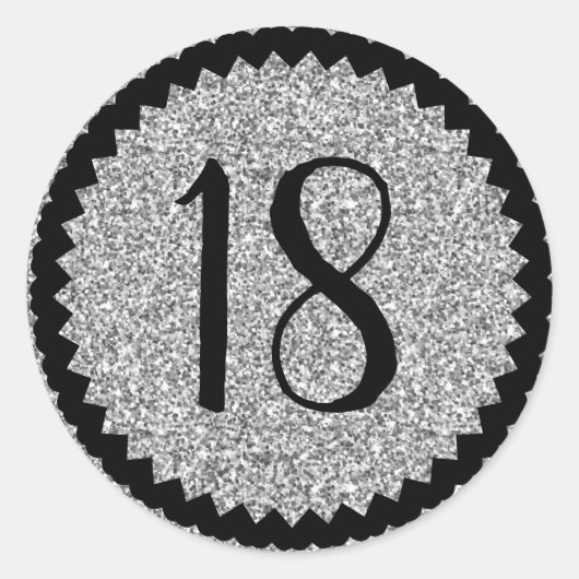 Sticker Rond 18e anniversaire Parties scintillant d'argent (Devant)