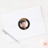 Sticker Rond 18e anniversaire photo ballons d'or noir (Enveloppe)