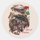 Sticker Rond 1900s Accueil pour le train de Noël classique bâto (Devant)