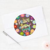 Sticker Rond 1960 Paix, Amour et Fleur (Enveloppe)