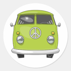 Sticker Rond 1960 Van hippies