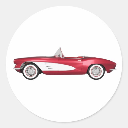 Sticker Rond 1961 Corvette C1 : Candy Apple Finish : (Devant)