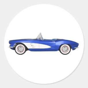 Sticker Rond 1961 Corvette C1 : Finition bleue :