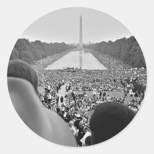 Sticker Rond 1963 Marche pour les droits civils à Washington D. (Devant)