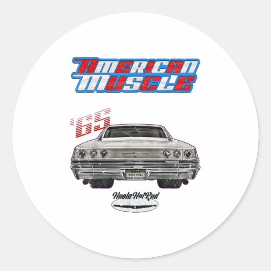 Sticker Rond 1965,65,HotRod,Impala,Biscayne,Del Ray, (Devant)