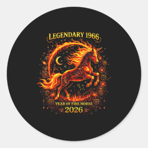 Sticker Rond 1966 Année Cheval de Feu 60ème