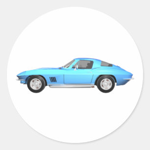 Sticker Rond 1967 Corvette Sports Car : Finition bleue :