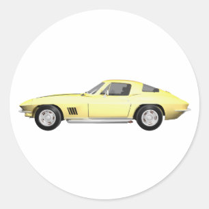 Sticker Rond 1967 Corvette Sports Car : Finition Jaune