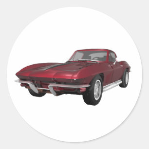Sticker Rond 1967 Corvette : Voiture de sport : Pomme de bonbon
