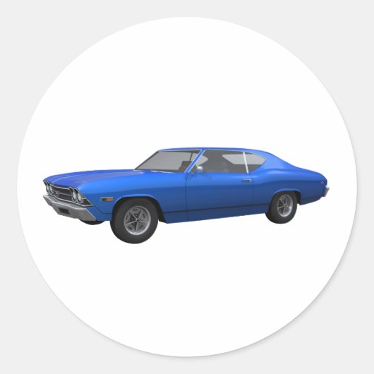Sticker Rond 1969 Chevelle SS : Finition bleue (Devant)