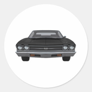 Sticker Rond 1969 Chevelle SS : Finition noire