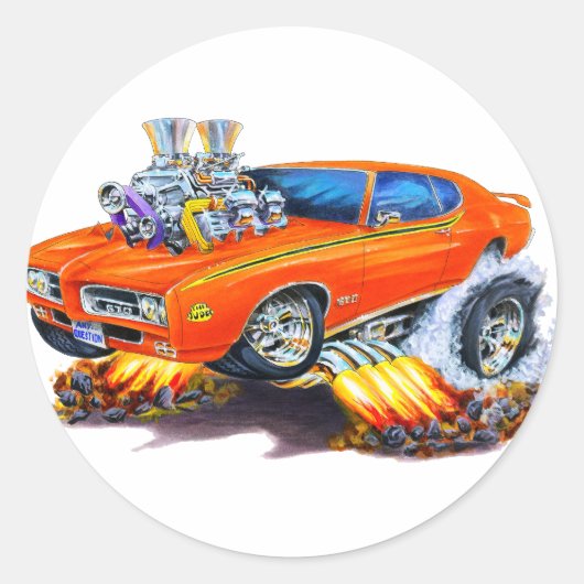 Sticker Rond 1969 GTO Juge Orange Car (Devant)